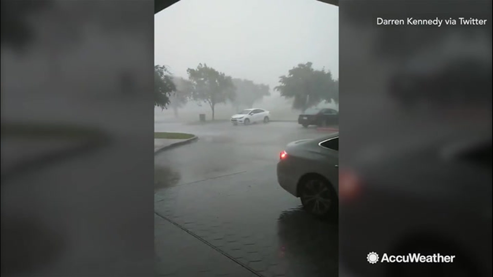 Severe weather hit the area around Dallas, Texas, with incredible fury on June, 16. Rain came down so fast, that this home lighting system was tricked into thinking it was night.