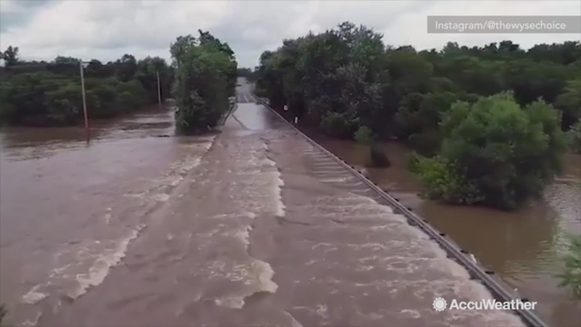 Heavy rainfall caused flooding in numerous parts of Pennsylvania.  This is an aerial of Route 39 in Hershey, Pennsylvania on July 26.