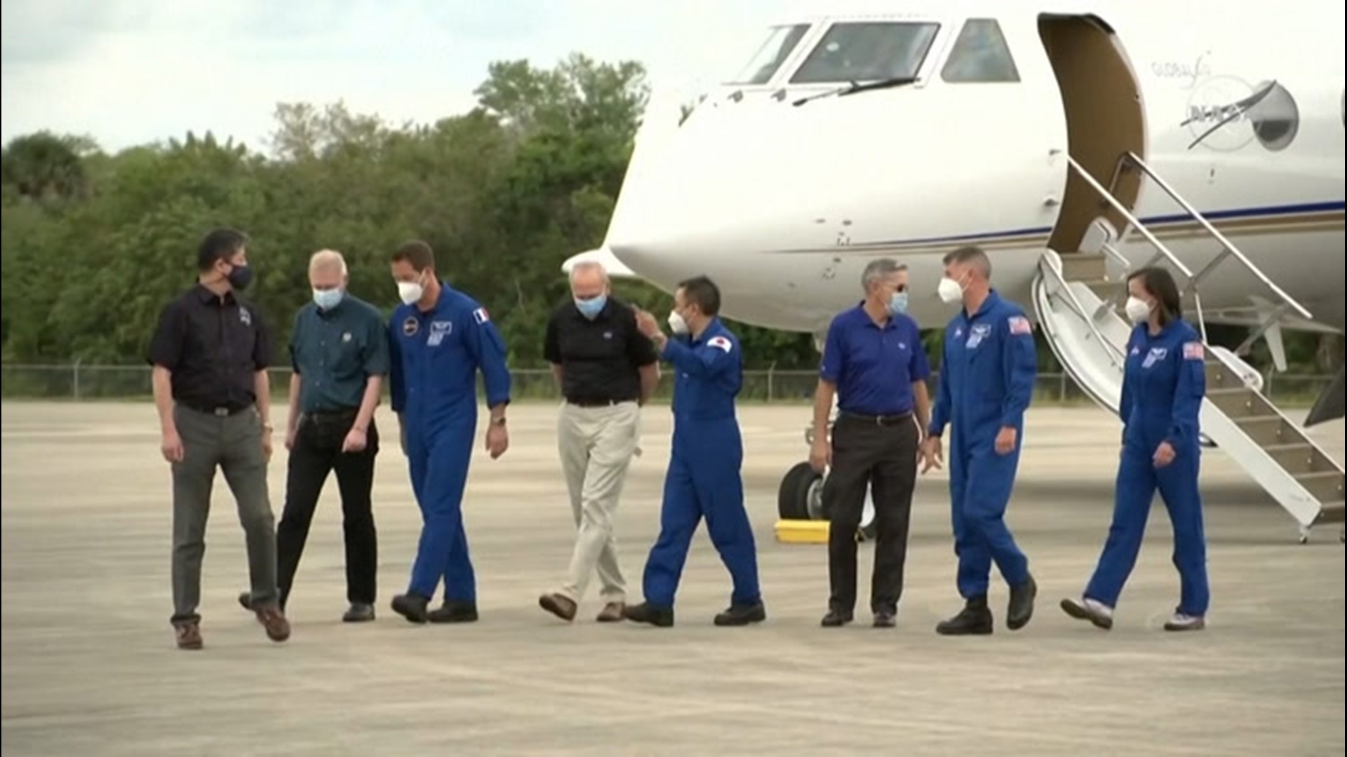 A group of four astronauts - two from the U.S., one from France and one from Japan - arrived at Cape Canaveral on April 16, saying it's 'a new era for manned flights.'