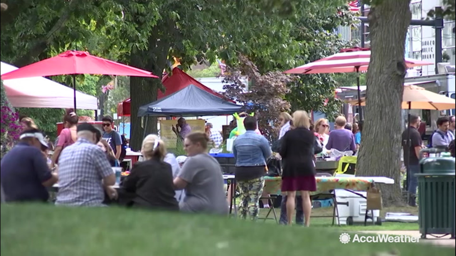 With a considerable drop in heat and humidity over the next few days, people turned out in droves to take up the weekly food trucks in Kalamazoo, Michigan, Friday afternoon.