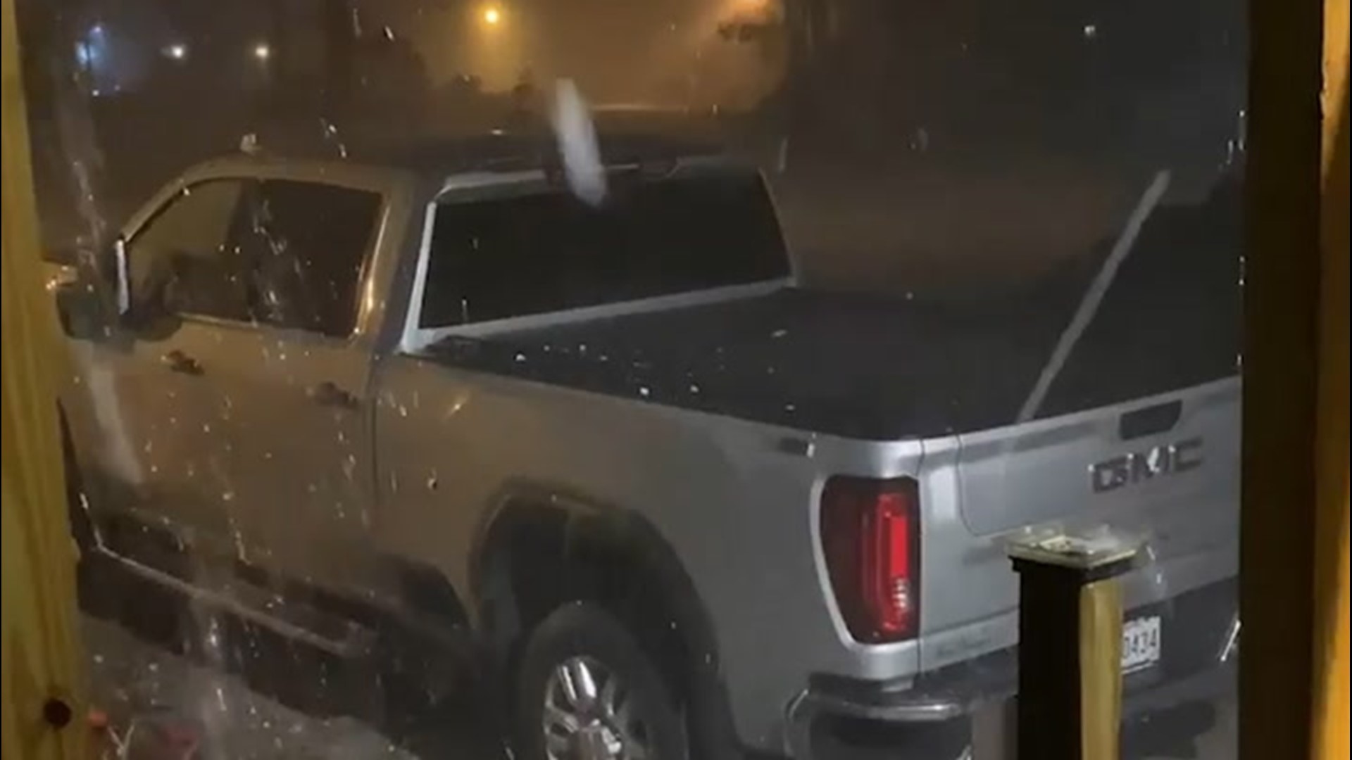 Hail estimated to be four inches in size fell on Orange Beach, Alabama, early in the morning on April 10. The NWS' Mobile office says it is only the second time hail of this size has been reported in the area since 1950.