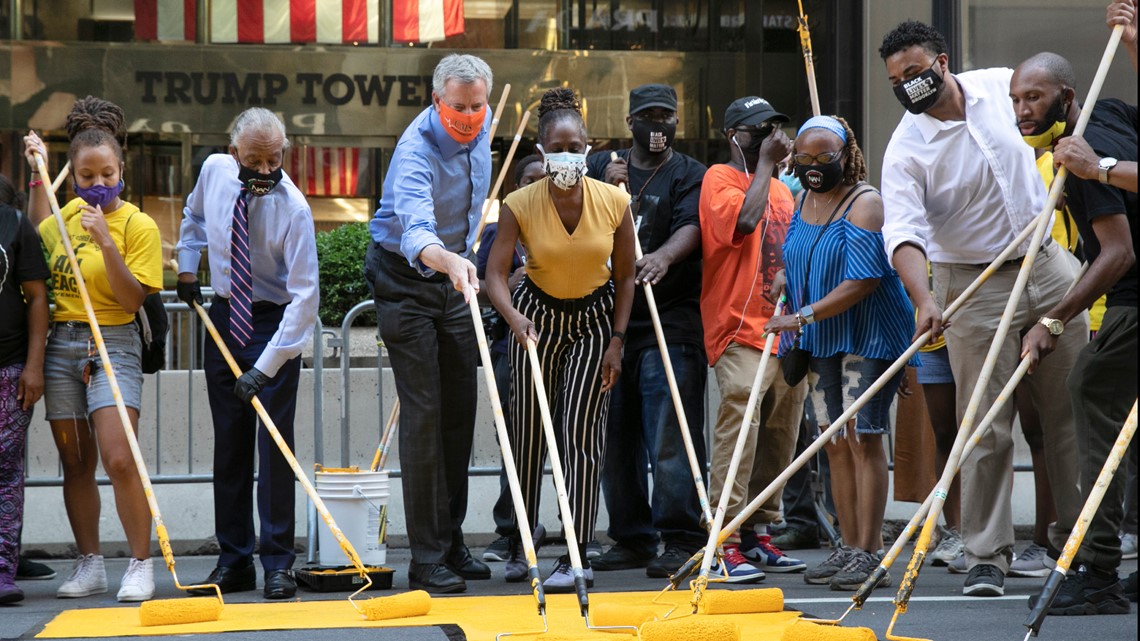'Black Lives Matter' painted outside Trump Tower in New York City