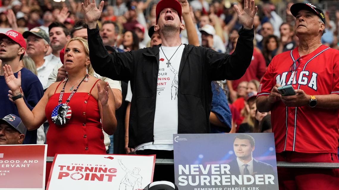 Trump, other high-profile speakers honor Charlie Kirk at Arizona service