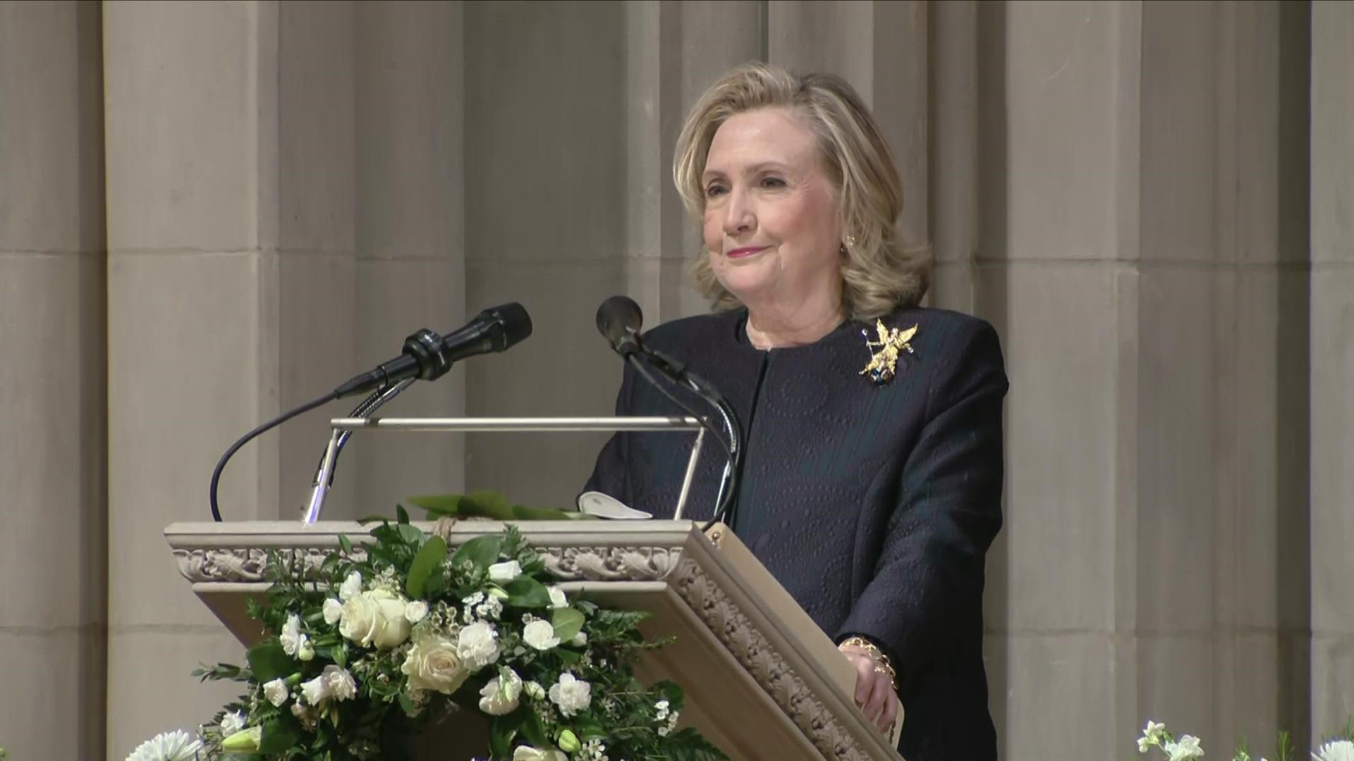 Former Secretary of State Hillary Clinton recalled some of the more lighthearted moments of Madeleine Albright's career and legacy.