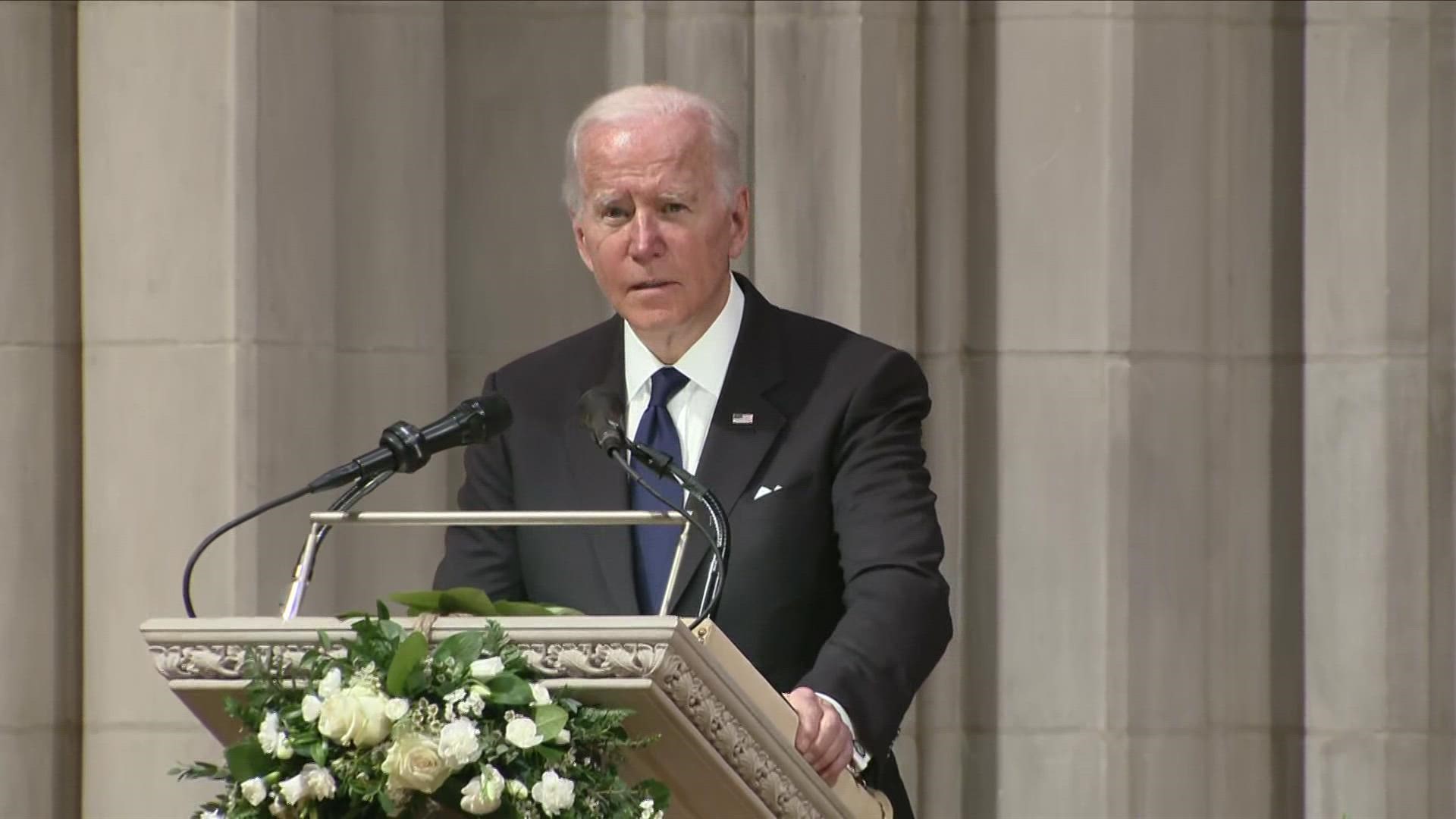 "Her name is still synonymous for America, a force for good in this world," President Joe Biden said of Madeleine Albright, the first female secretary of state.