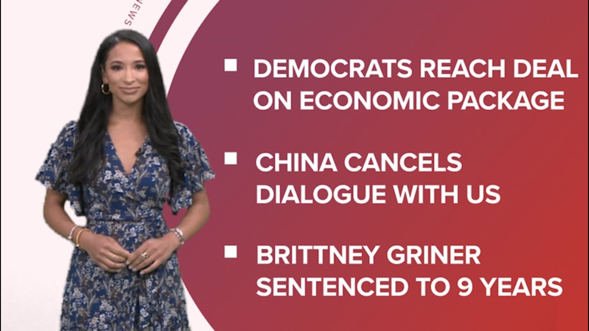 A look at what is happening in the news from Democrats agreeing on an economic package, China canceling talks with the US, and possible new refund rules for airlines