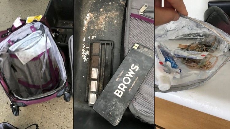 American Apologizes After Shredded Suitcase Greets Flier At Bagg An American Airlines Passenger Shared These Images Of Her Bag With Wfaa Tv Dallas