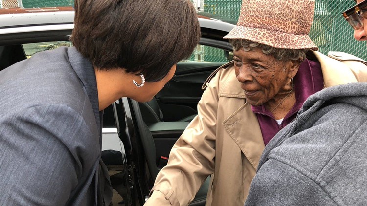 Margaret Norwood, 104, was born before the 19th Amendment was ratified and gave her the right to vote. She was greeted by D.C. mayor Muriel Bowser at her voting location Tuesday. Margaret Norwood, 104, was born before the 19th Amendment was ratified and gave her the right to vote. She was greeted by D.C. mayor Muriel Bowser at her voting location Tuesday.