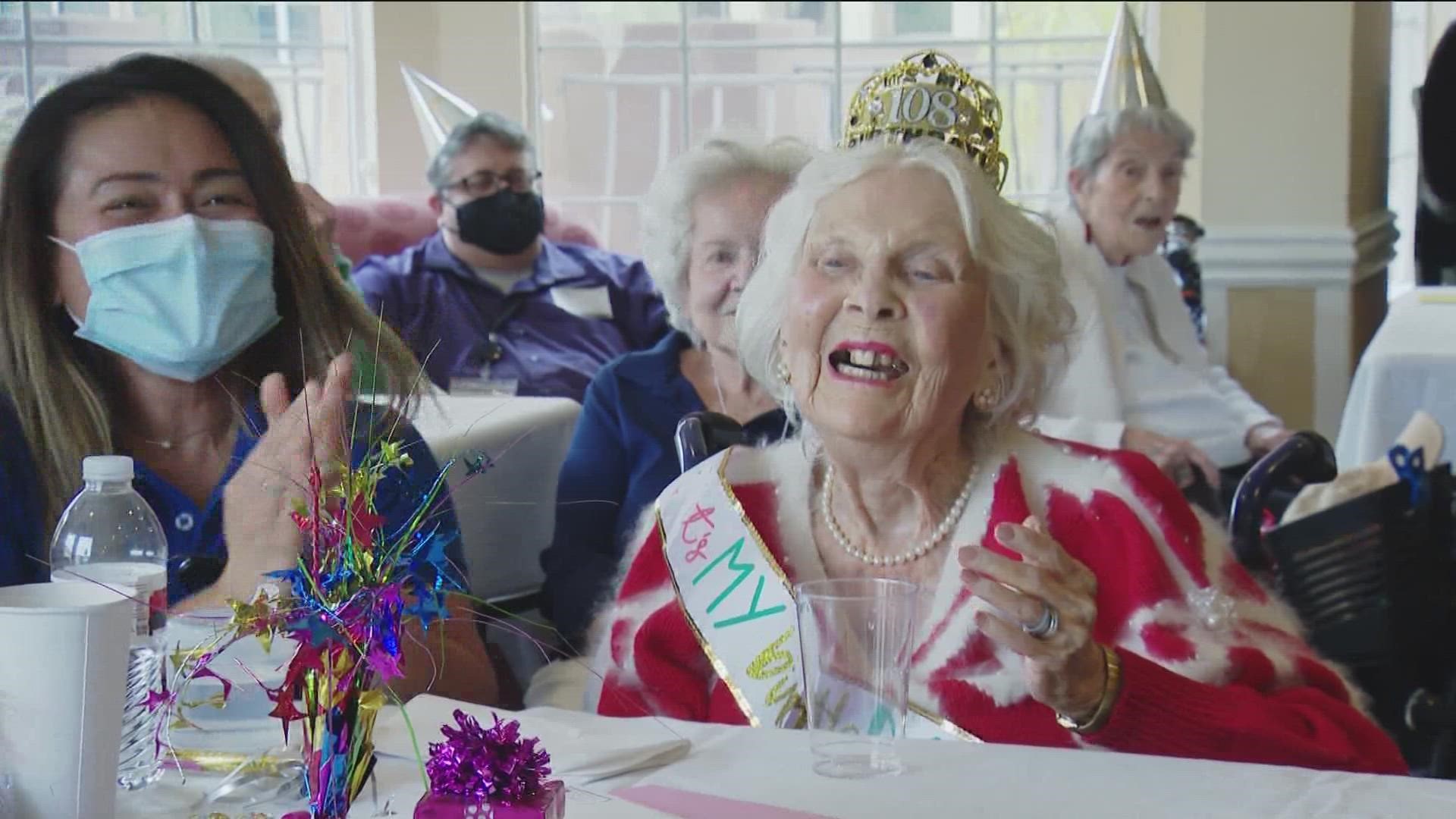 Ginny Bergmann celebrated her 108th birthday at The Remington Club, an assisted living facility in Rancho Bernardo.