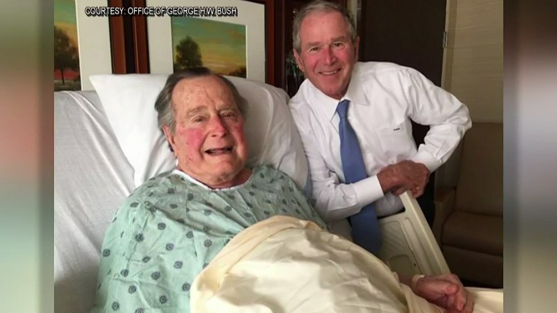 President George H.W. Bush "feels terrific," but he will remain in the hospital through this weekend, spokesman Jim McGrath said Friday.