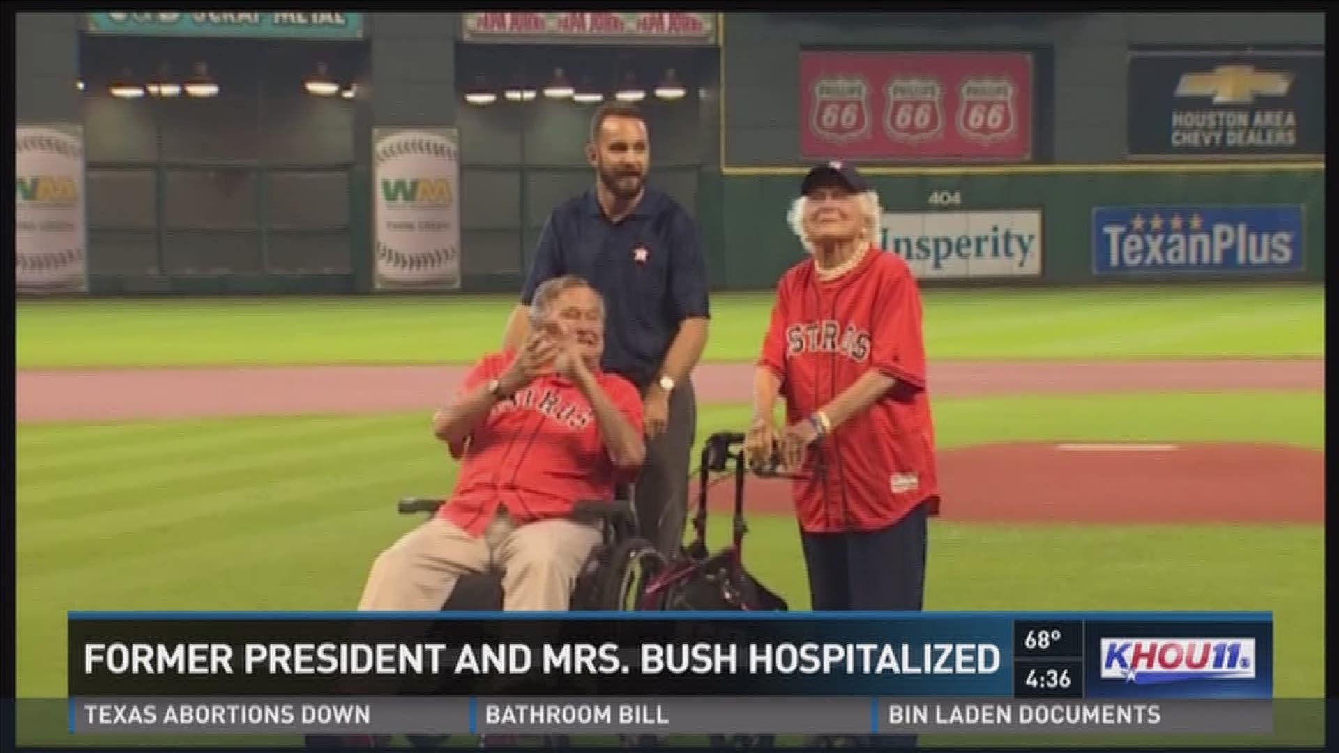 Former President George H.W. Bush remained intubated in the Intensive Care Unit at Houston Methodist Hospital as of Thursday morning. Mrs. Bush feels "1,000 percent better," according to their spokesman.