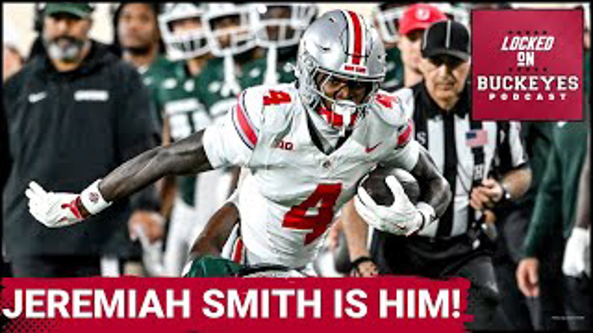 Jeremiah Smith, the Ohio State Buckeyes' true freshman wide receiver, delivered a standout performance against Michigan State, catching 5 passes for 83 yards & 2 TDs