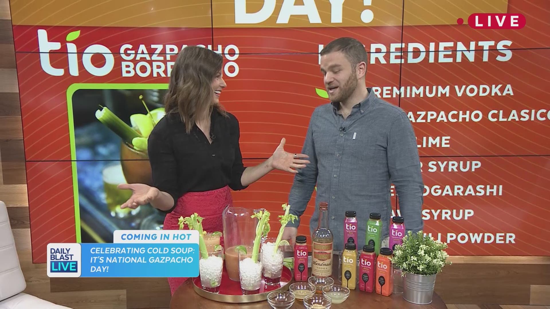 It's National Gazpacho Day and Tio Gazpacho came to the Daily Blast LIVE studio to show us how to make a "Gazpacho Borracho". It is a delicious alcoholic gazpacho and we have the full recipe for you!