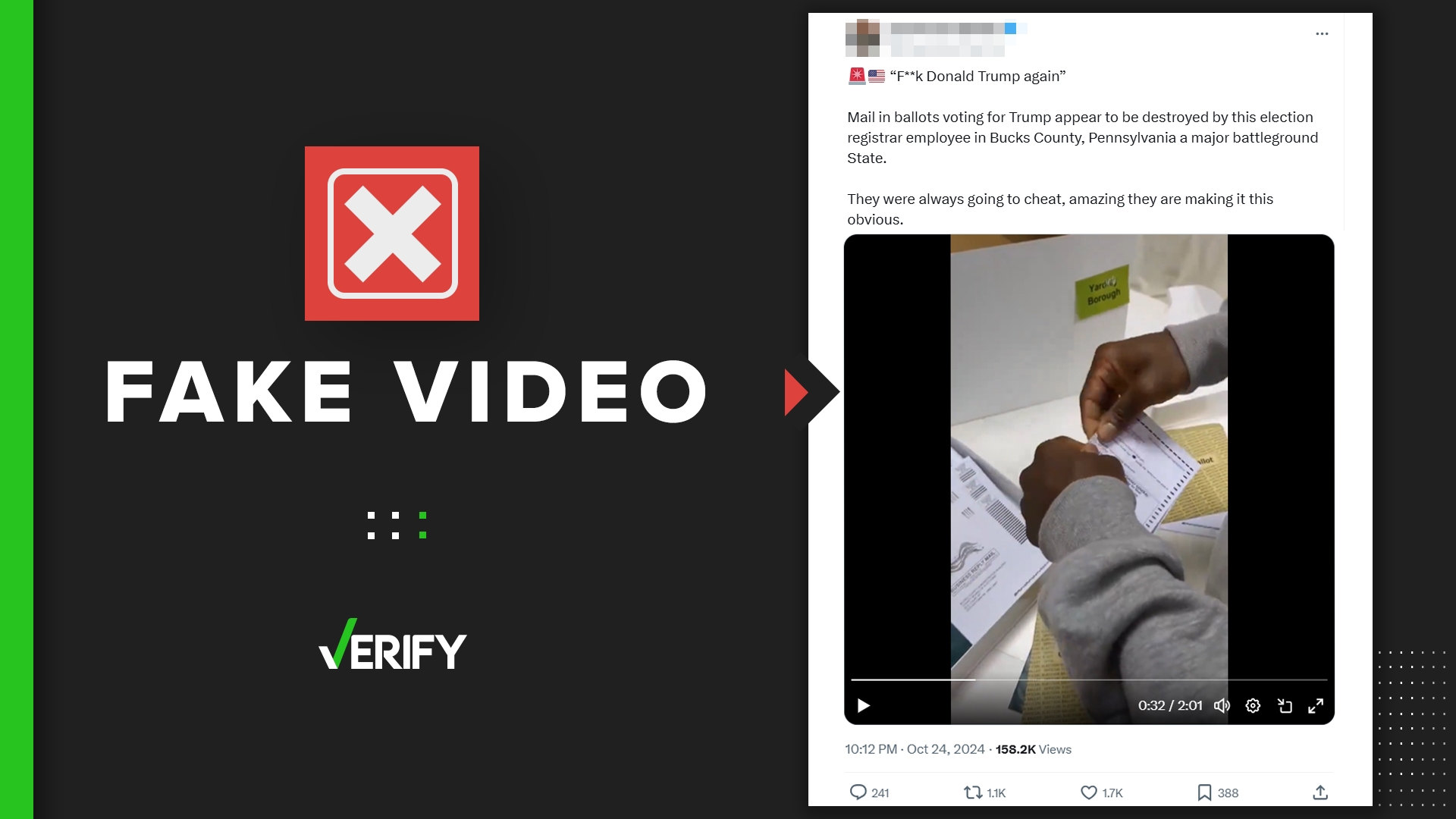 Viral Bucks County Trump ballot voter fraud video is fake