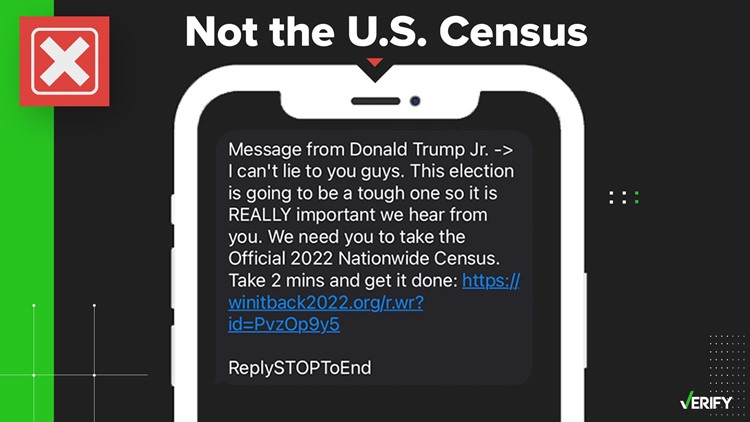 No, text claiming to come from the Trump family is not an official U.S. Census survey