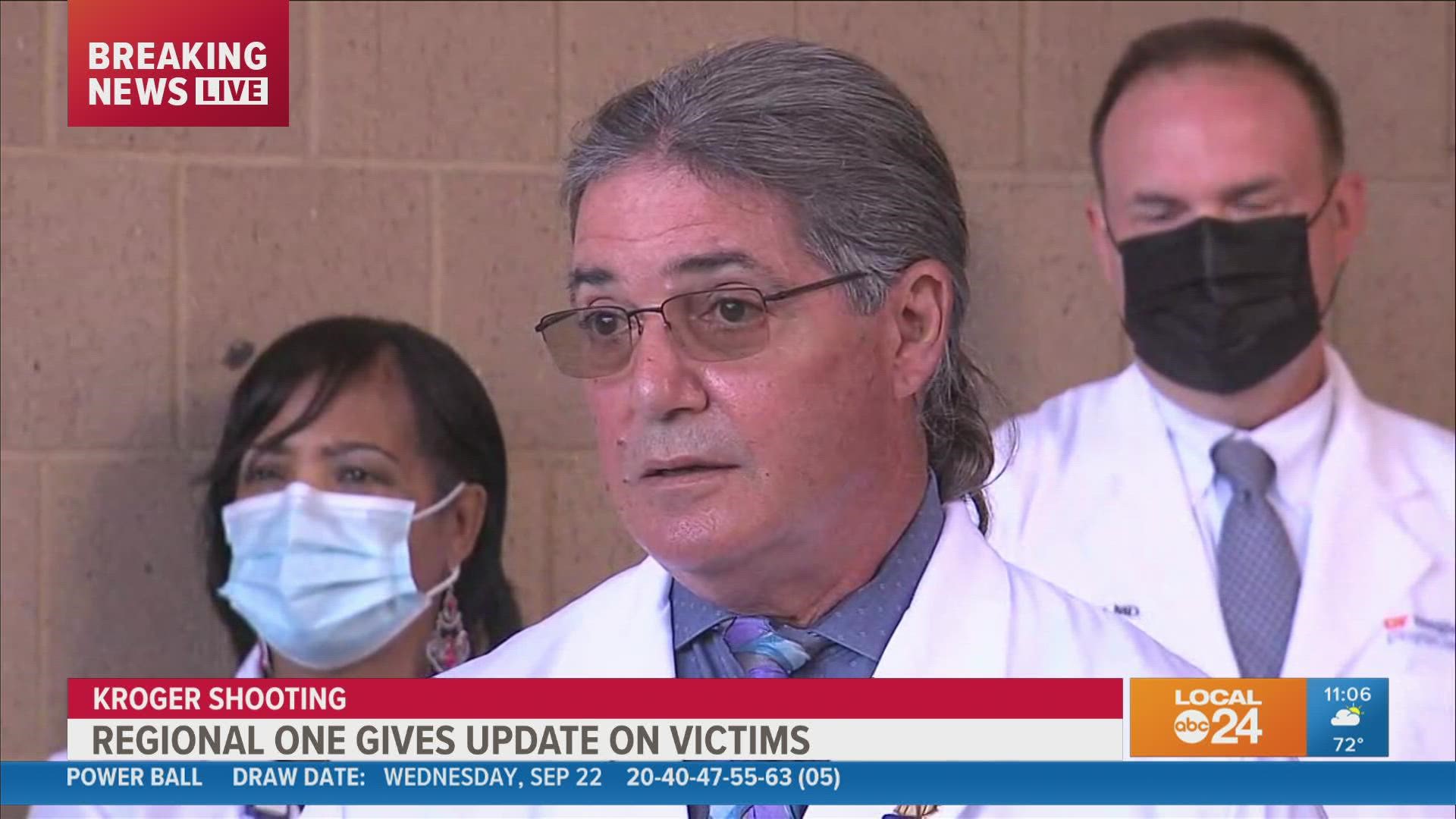 Regional One hospital officials held a news conference Friday with an update on victims from the Collierville Kroger shooting.