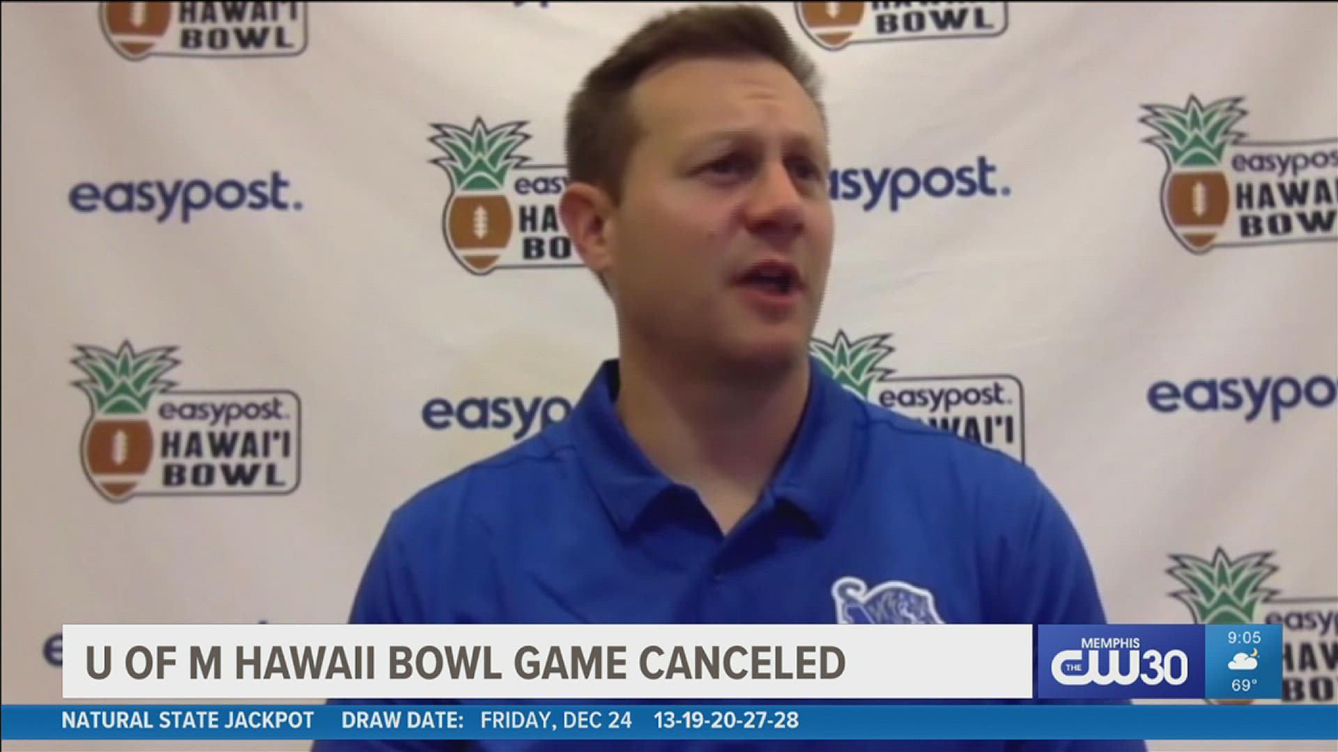 Due to COVID concerns, the University of Hawaii has pulled out of the EasyPost Hawai‘i Bowl against the Memphis Tigers.