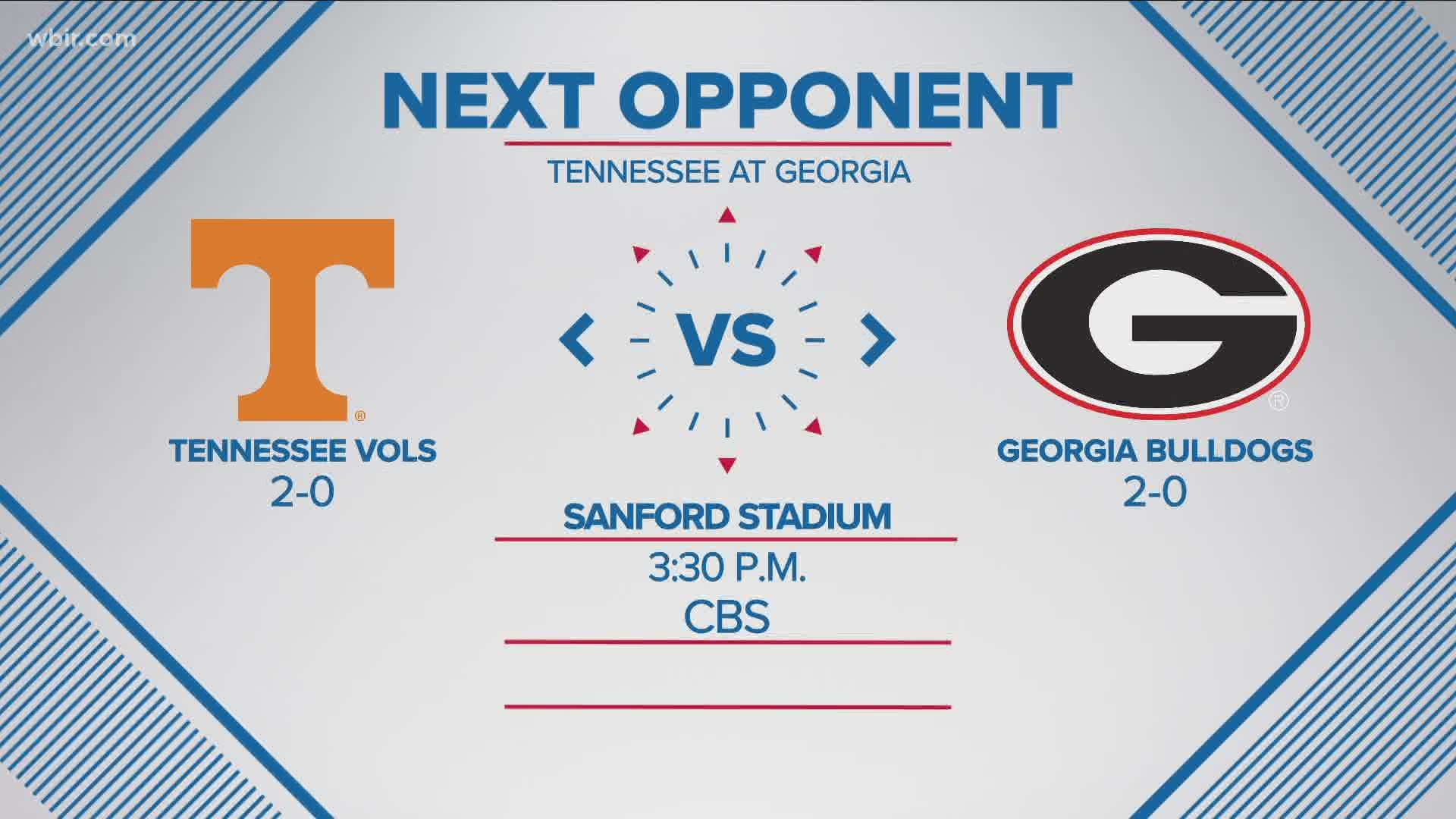 The Vols will face the Bulldogs in Athens at 3:30 p.m. on Saturday, Oct. 10.