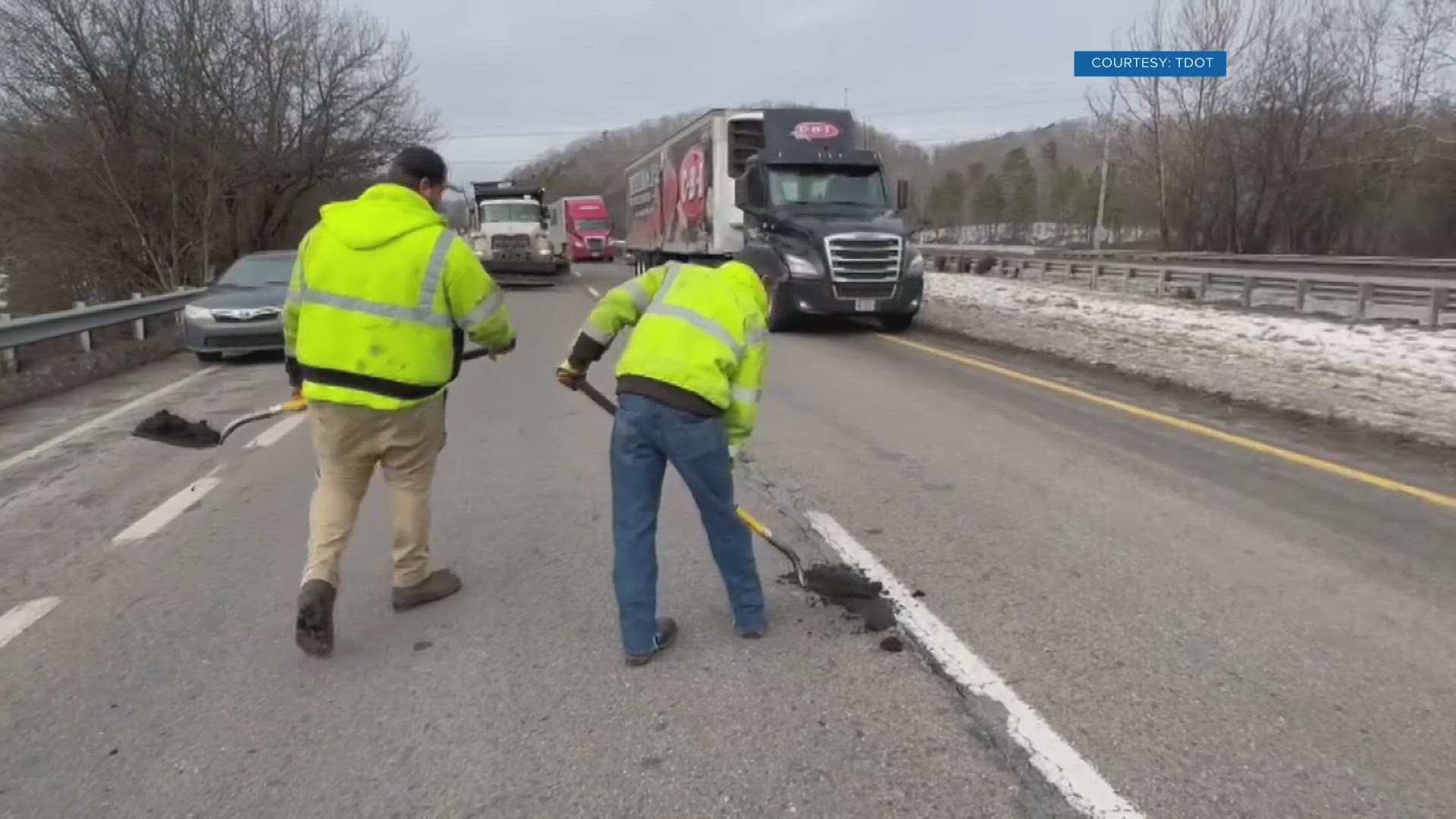 The Tennessee Department of Transportation is asking people to drive with caution as its crews are patching potholes.