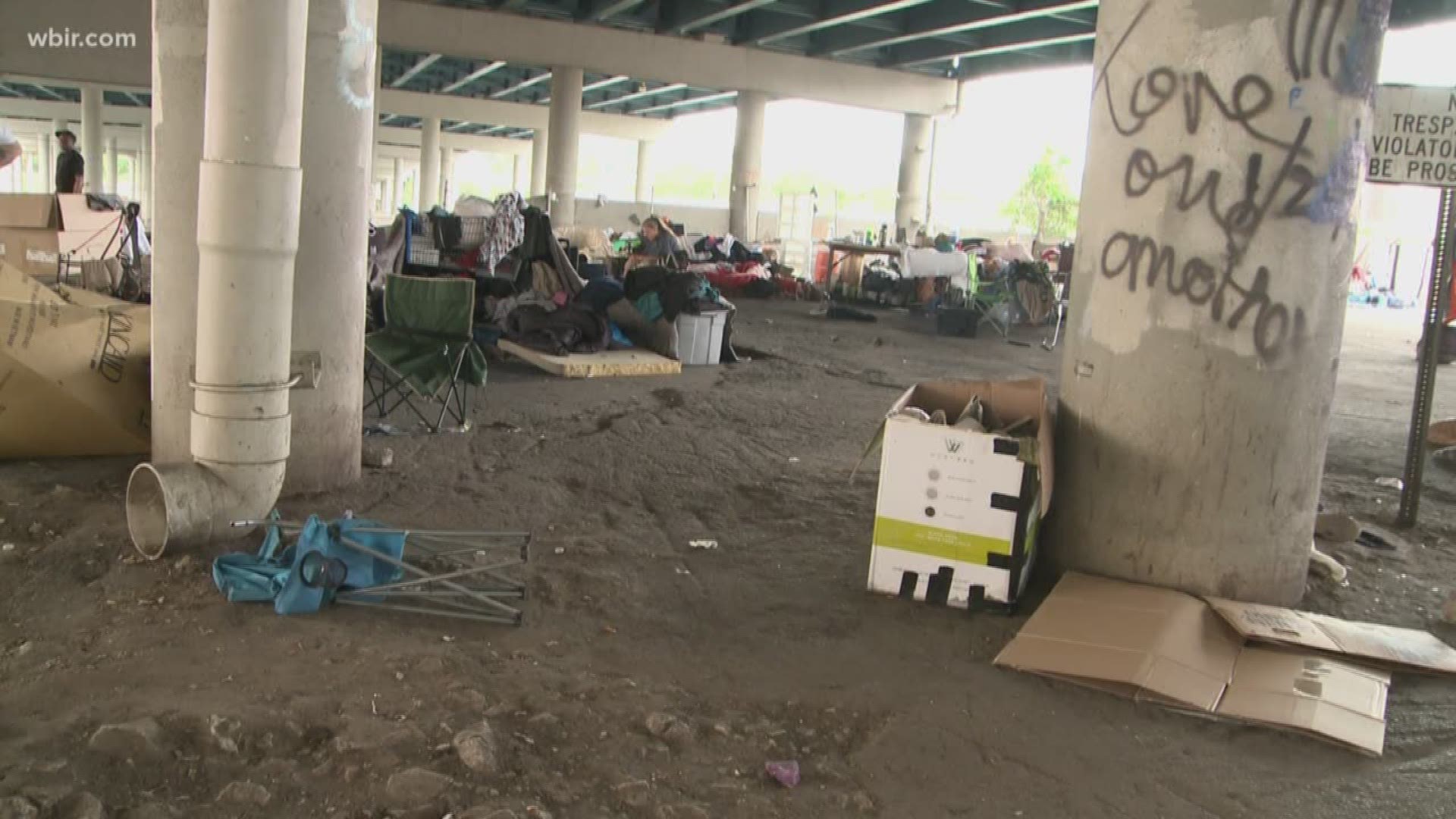 Tt's the area under the I-40 bridge on Broadway, where homeless people often gather on the sidewalks. The city plans to add picnic tables, port-a-potties, two full-time social workers and security.