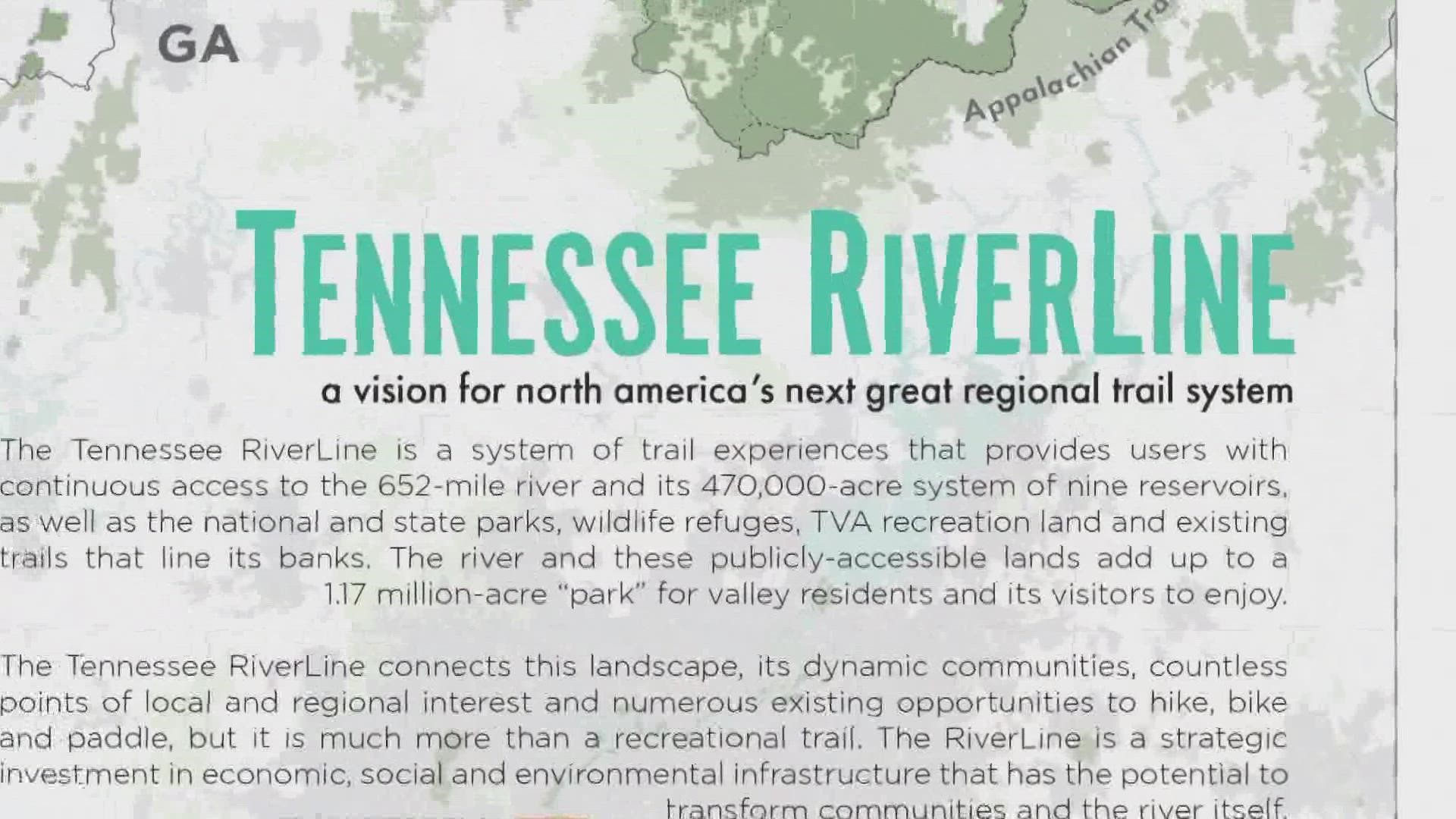 The Tennessee RiverLine is a system of connected trails and rivers connecting communities in Tennessee, Alabama, Mississippi and Kentucky.