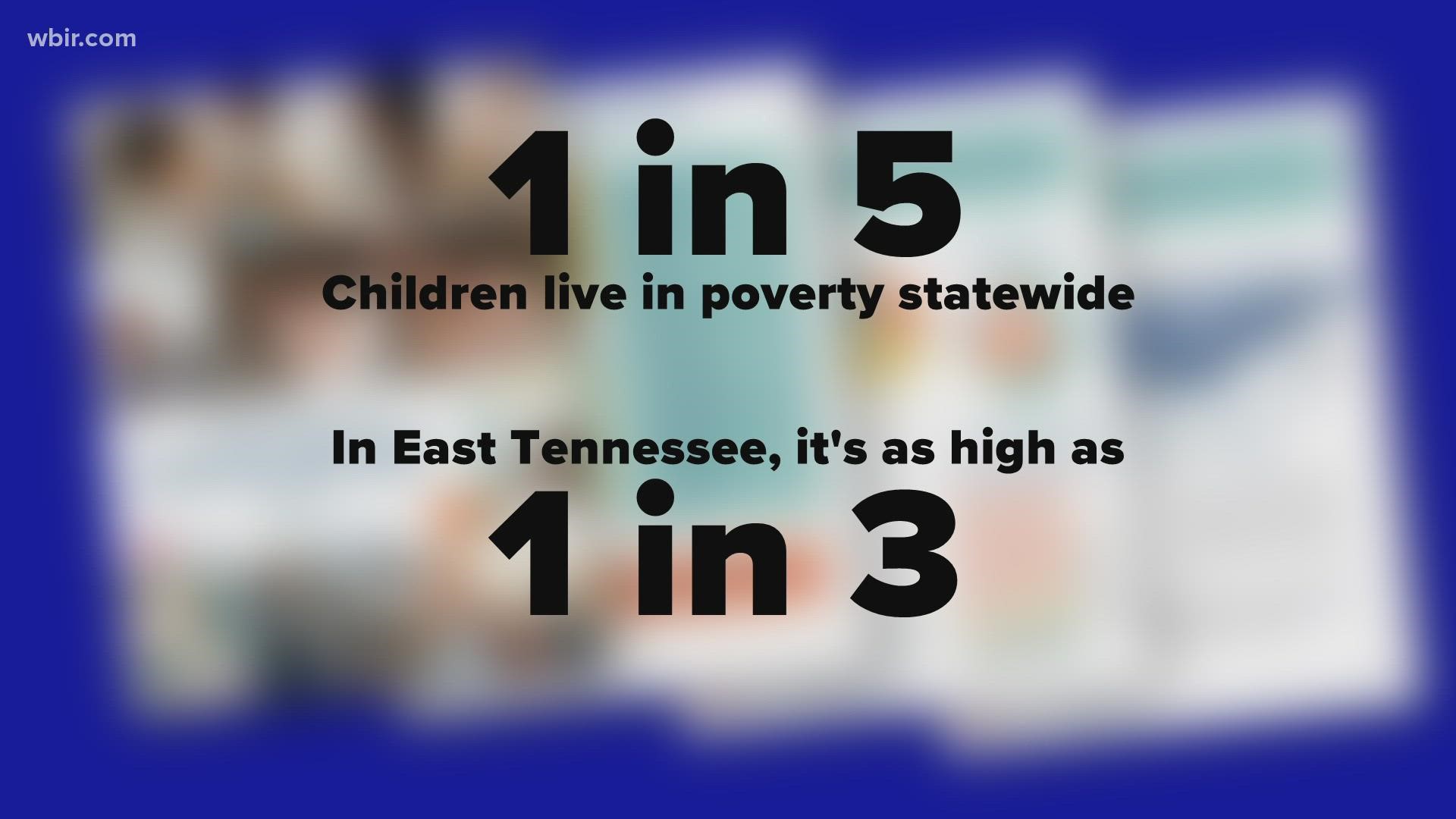 In some East Tennessee counties, as many as a third of all children live below the poverty line.