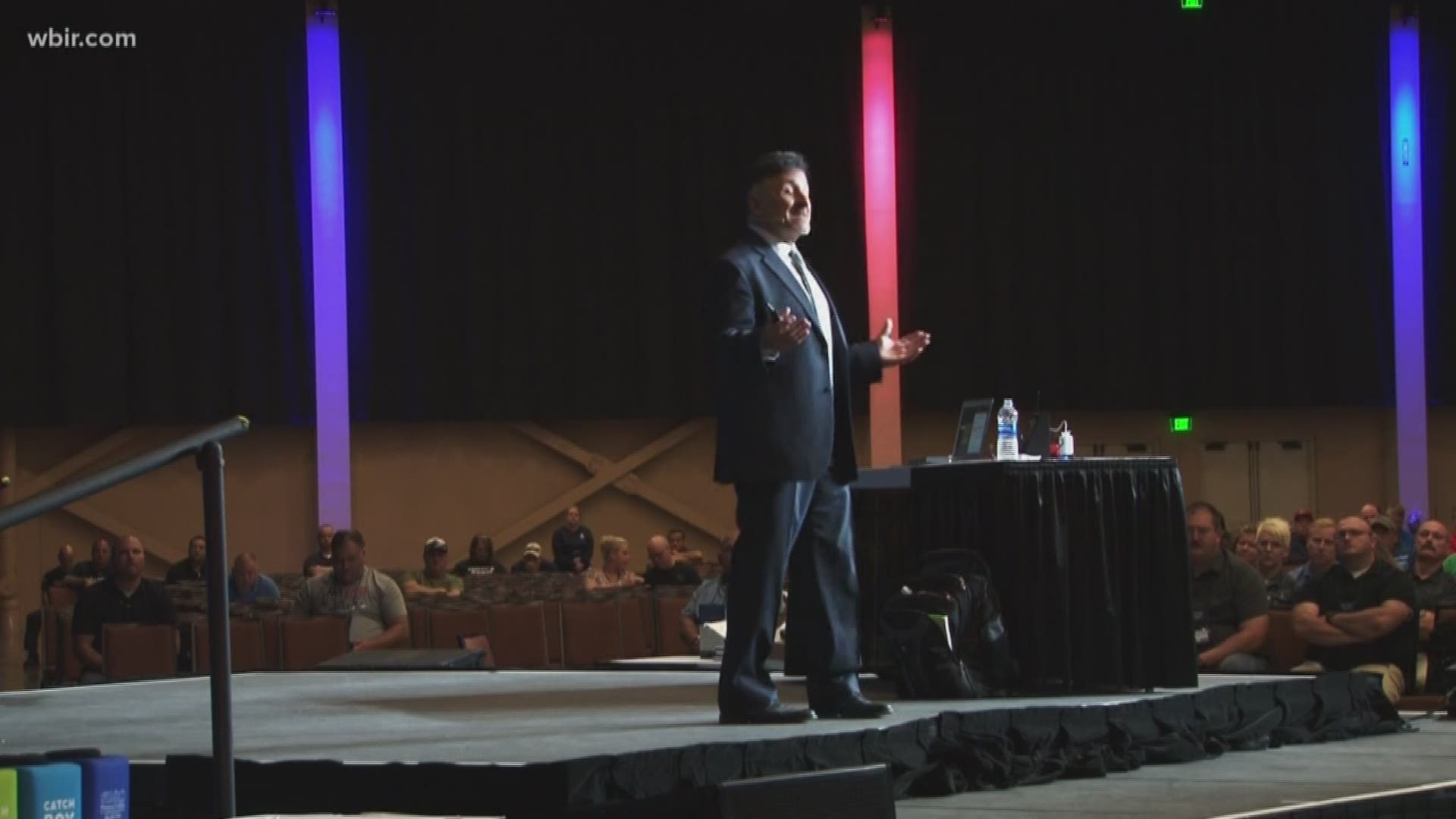 Former Columbine High School Principal Frank DeAngelis is spreading a message of compassion at a national conference for school resource officers in Pigeon Forge.