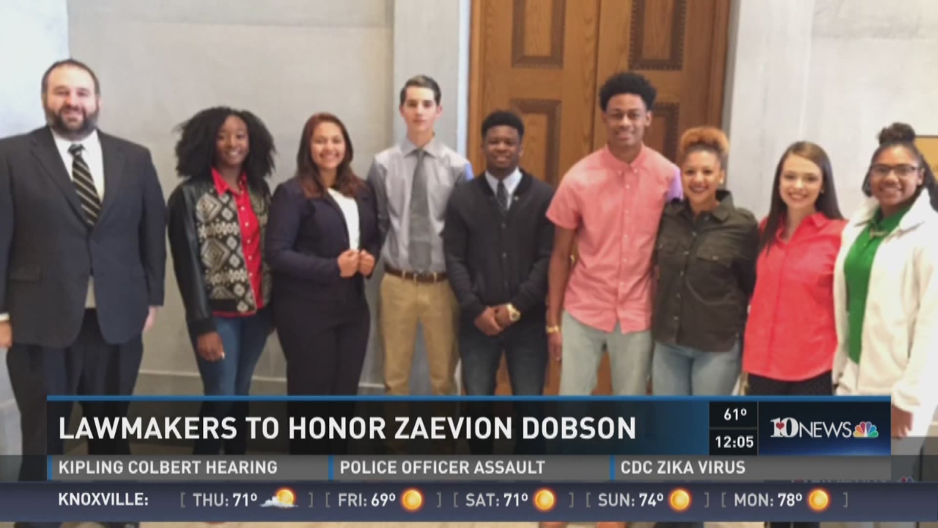 A group of students from Fulton High School went to the Tennessee legislature to present a resolution honoring Zaevion Dobson.