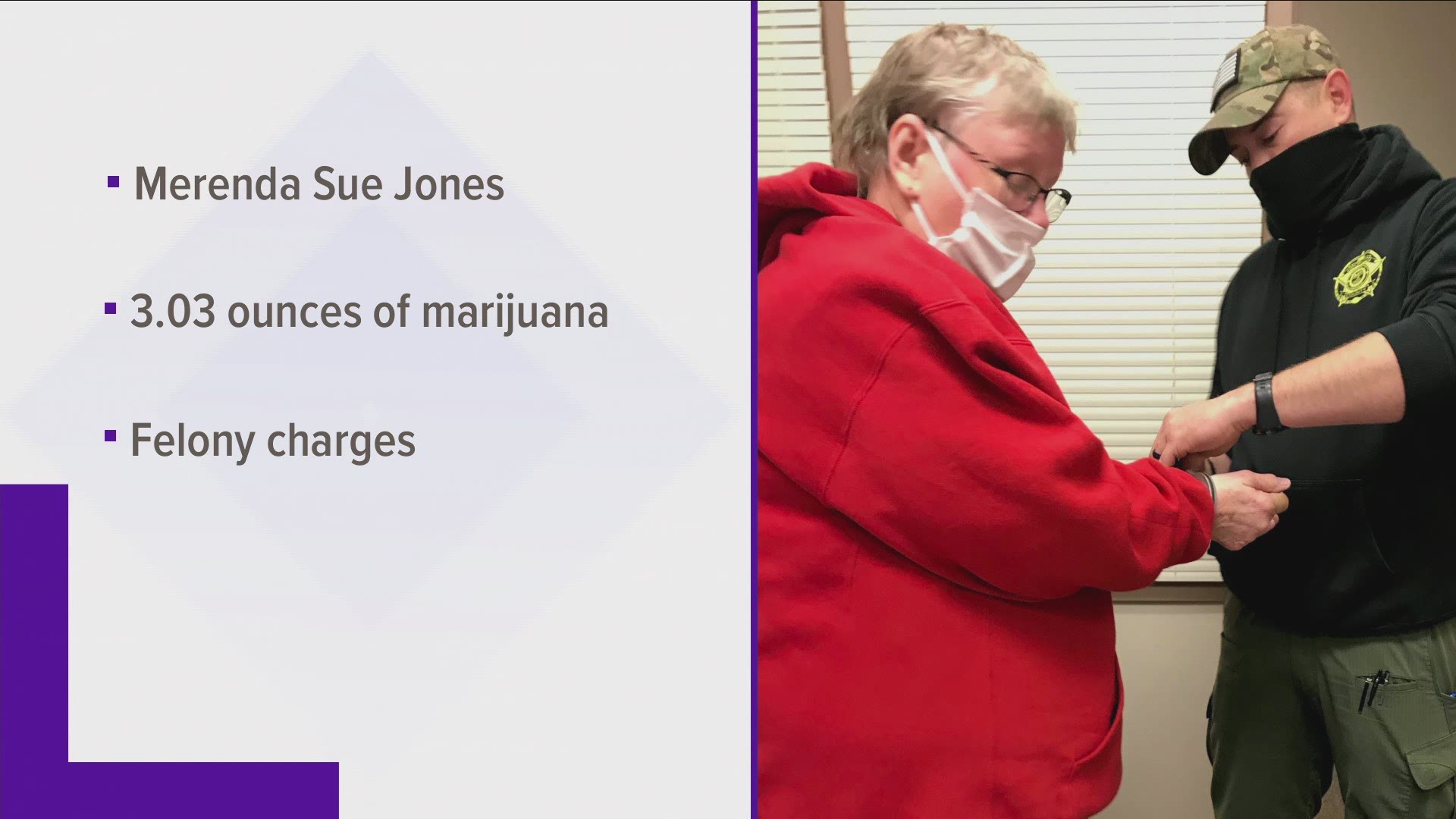 The Tennessee Department of Corrections said that Merenda Sue Jones was spotted dropping a package in the prison with around 3 ounces of marijuana.