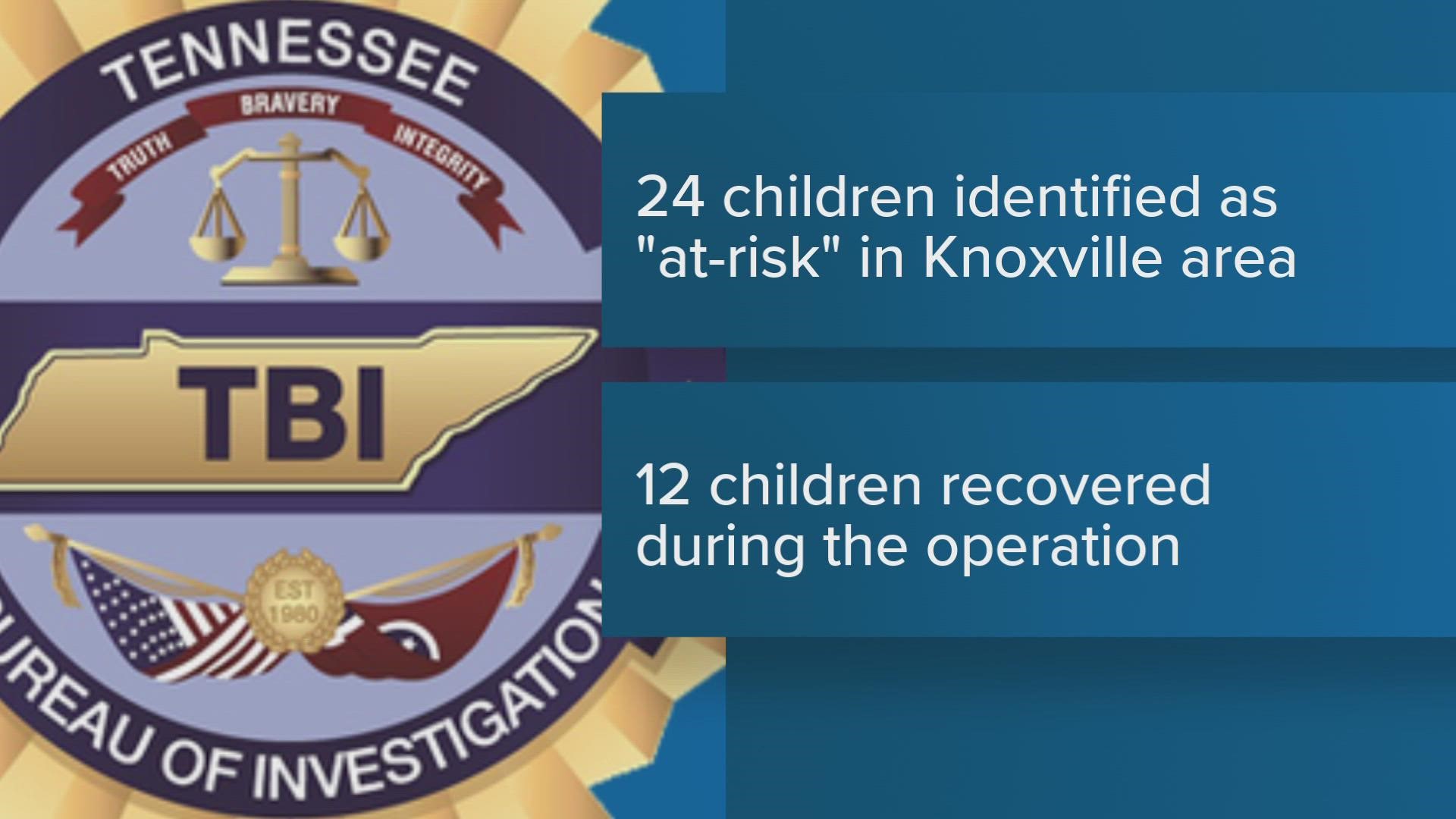 The TBI said over two days, they tried to make contact with 24 children with a history of running away from home, or who were previous human trafficking victims.