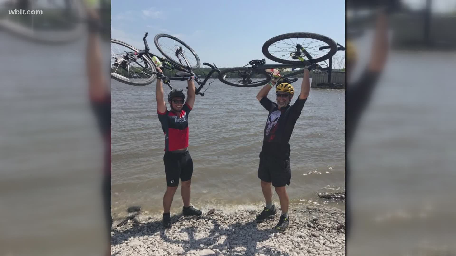 A Knoxville father and son who originally planned to spend the holiday biking across the state of Maine are now doing the trek together virtually.