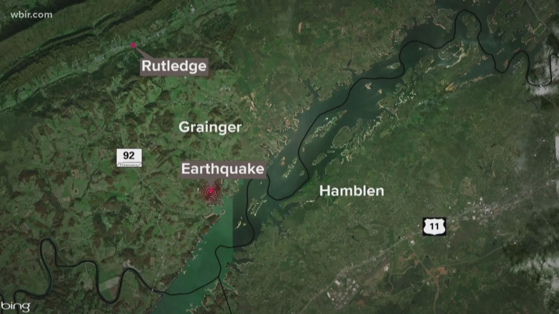 the U.S. Geological Survey says a 3.4-magnitude earthquake shook parts of our area.
the epicenter was recorded almost 10 miles below the surface just northeast of Maynardville.