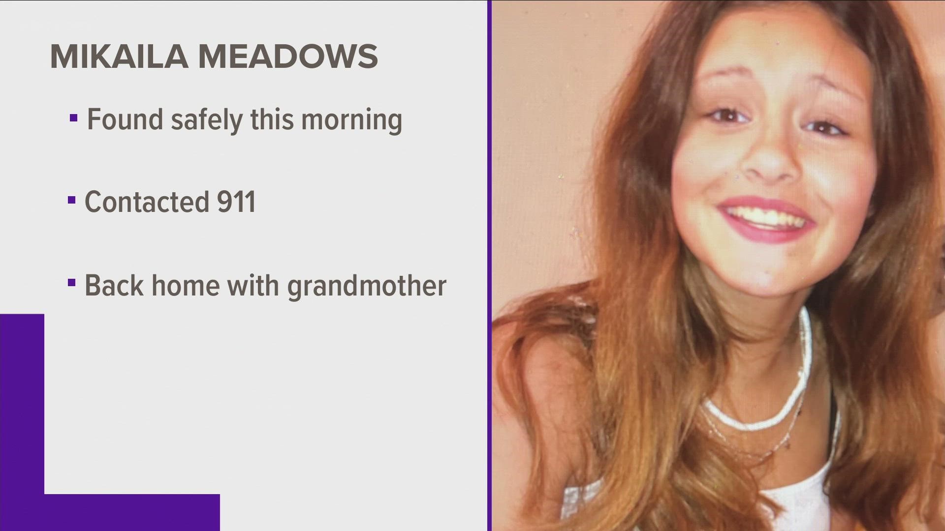 11-year-old Mikaila Meadows is now safe with her grandmother.