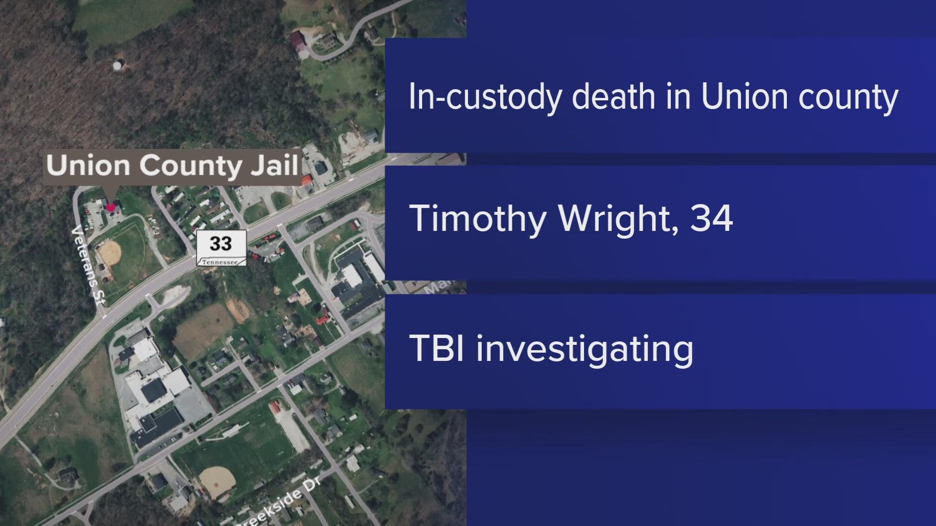 The Tennessee Bureau of Investigation said the man died in the Union County Jail Tuesday morning.