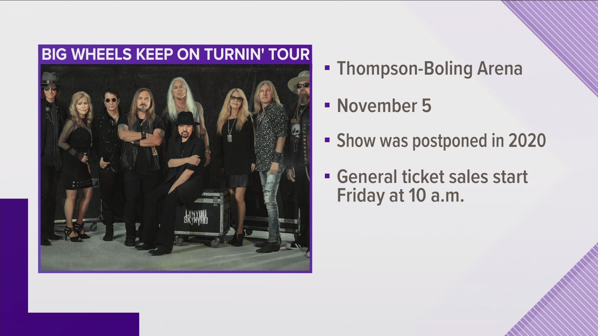 The tour is coming to Knoxville after being postponed due to the pandemic. Tickets go on sale Friday at 10 a.m.