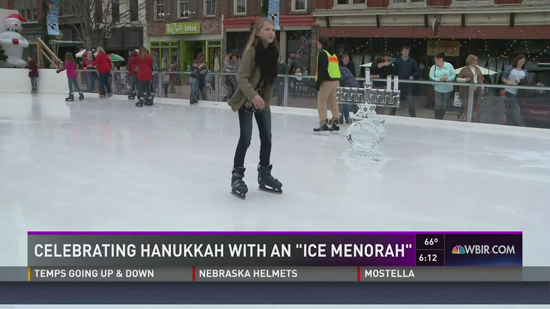 Dec. 26, 2016: Local Jewish leaders brought a menorah carved out of ice to the Market Square ice skating rink for a Hanukkah celebration.