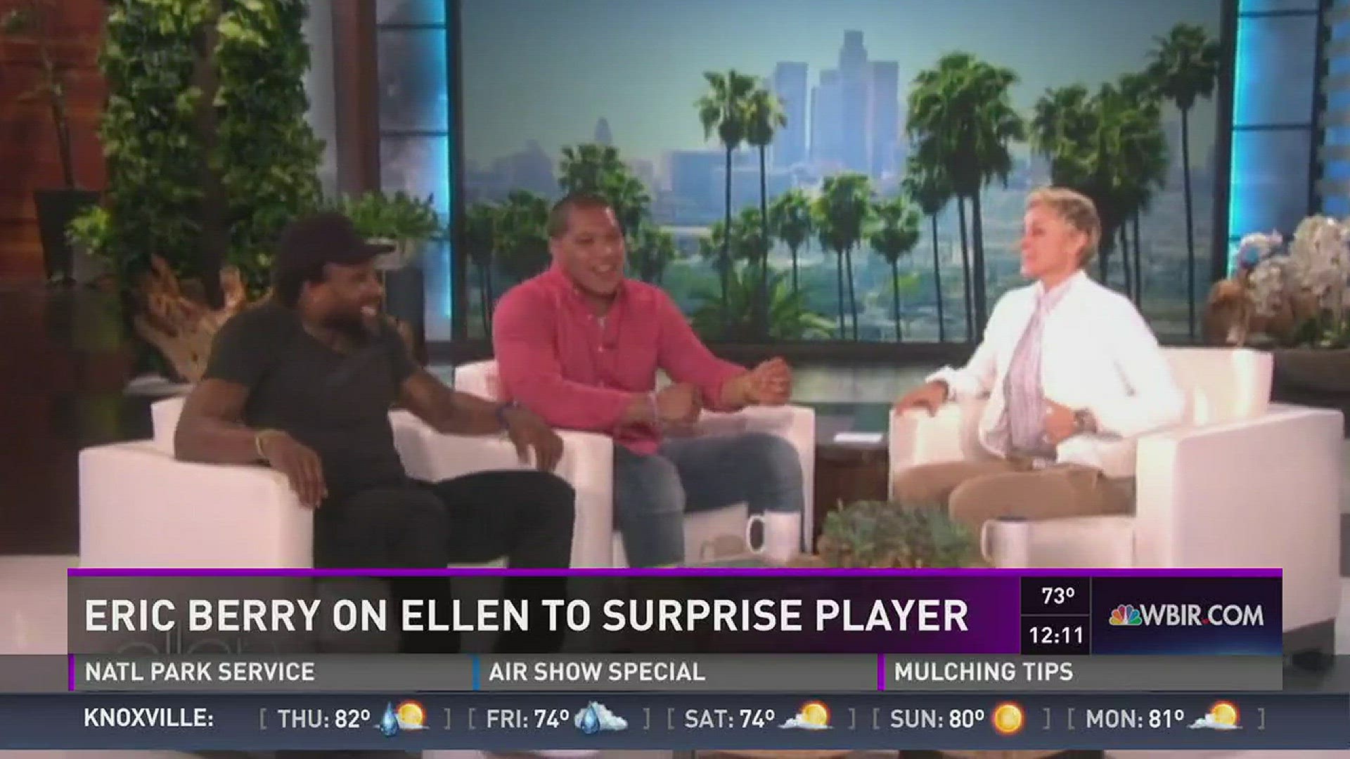 Eric Berry surprised Pittsburgh running back James Conner on the Ellen DeGeneres Show.