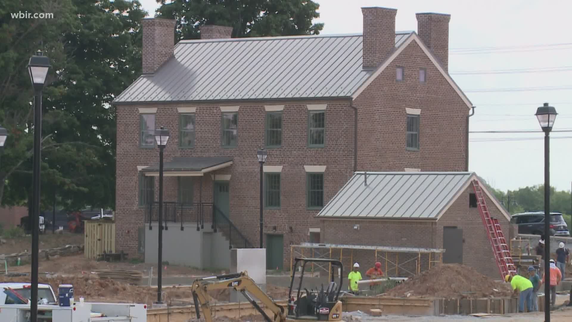 Work on a plaza at the Campbell Station Inn in Farragut is progressing.