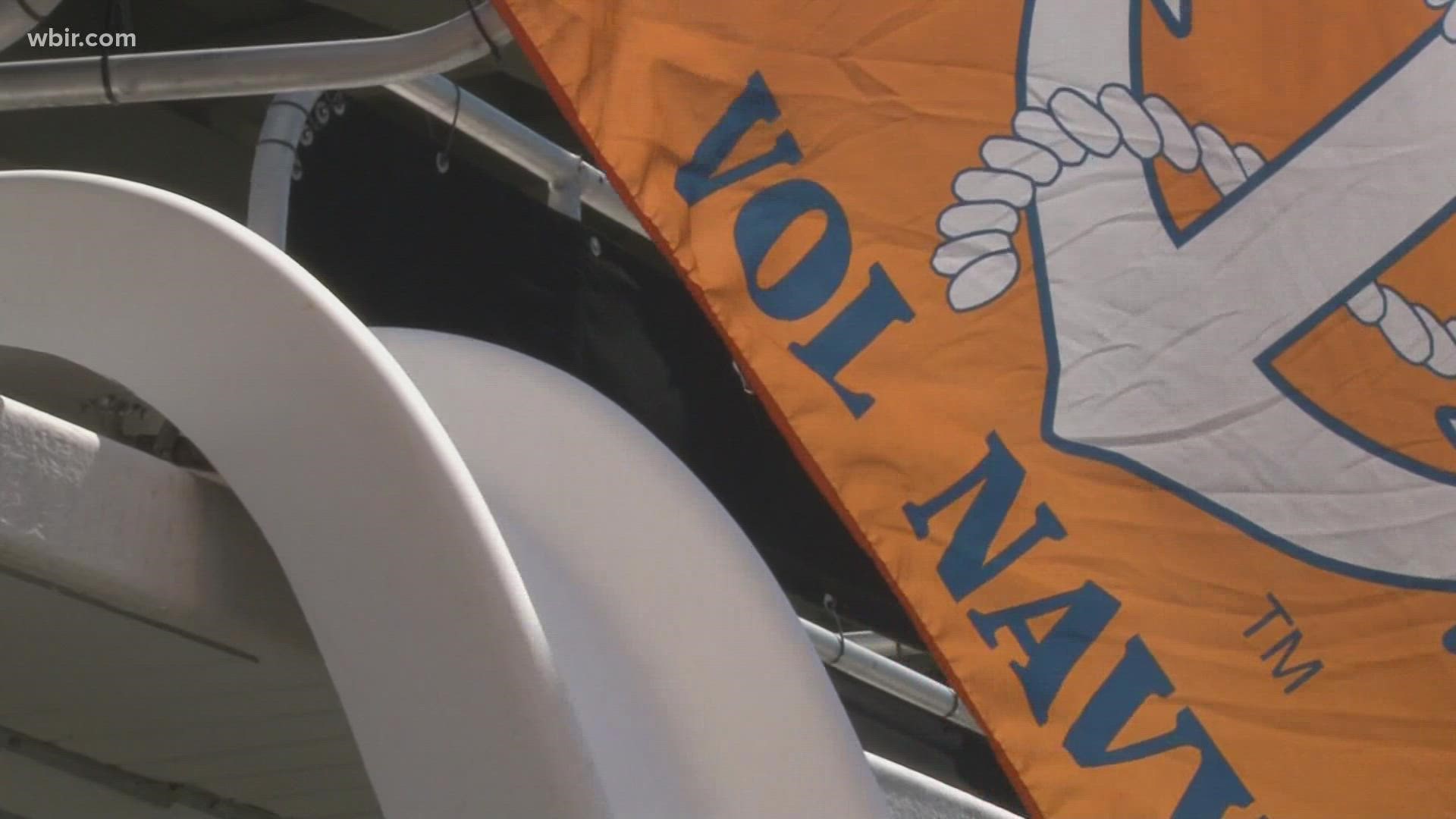 The Vol Navy has docked near Neyland Stadium to cheer for their team on the first game of the season for nearly 60 years.