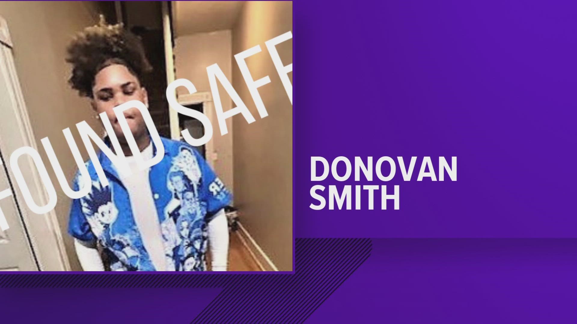 The TBI announced Wednesday afternoon that Donovan Smith was found safe after being missing for two weeks.