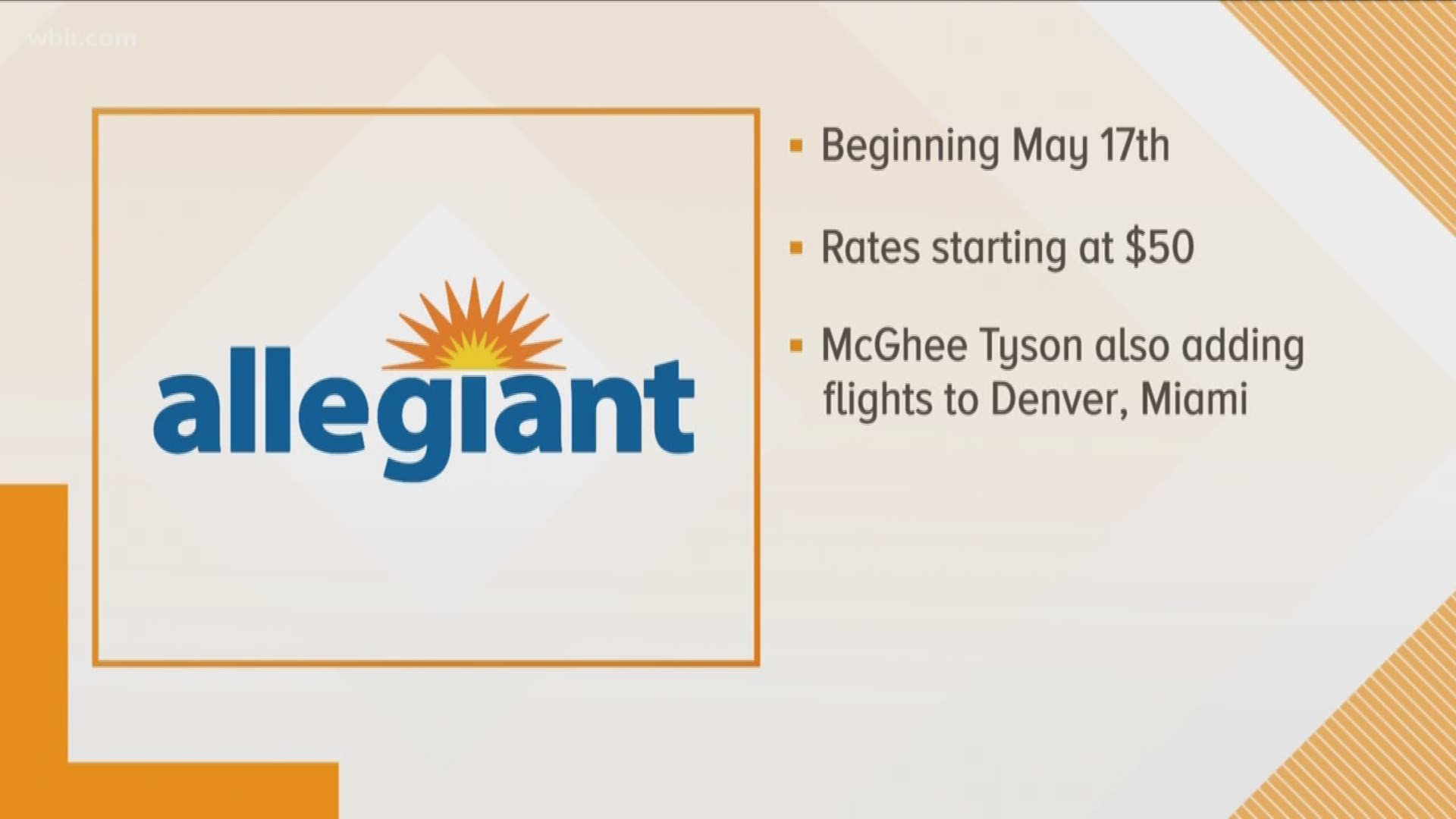 Allegiant said it will now offer nonstop flights to Pittsburgh from Knoxville.