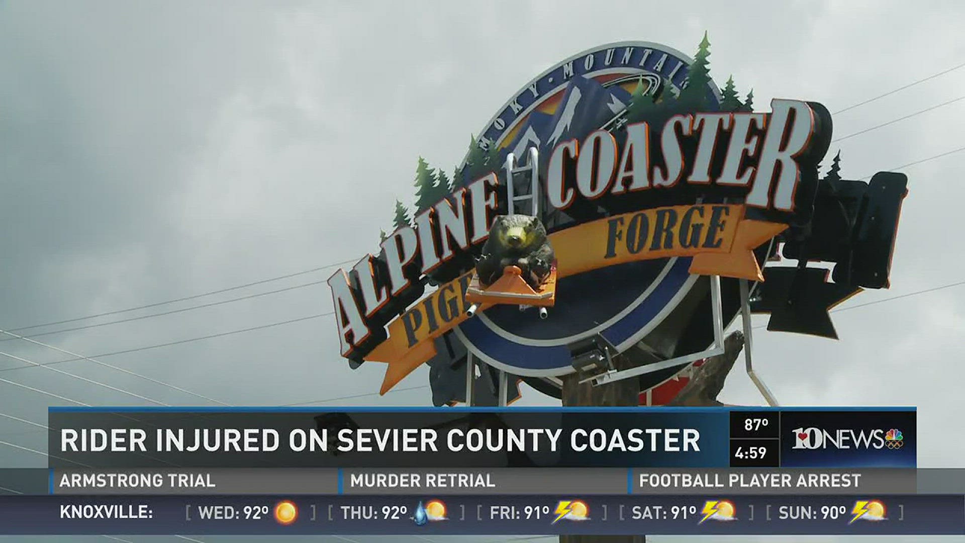 The owner of Smoky Mountain Alpine Coaster says a woman was injured when another rider in front of her hit the brakes and stopped on the track.