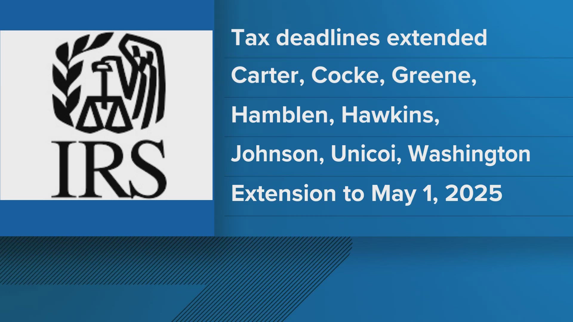 Individuals and businesses in several Tennessee counties impacted by Hurricane Helene are now eligible for tax relief.