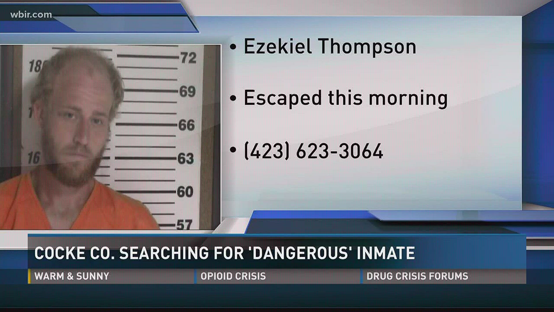 According to the CCSO, 25-year-old Ezekiel Thompson escaped from the Court House Jail after he and another inmate assaulted and seriously injured a corrections officer around 5:25 Thursday morning.
