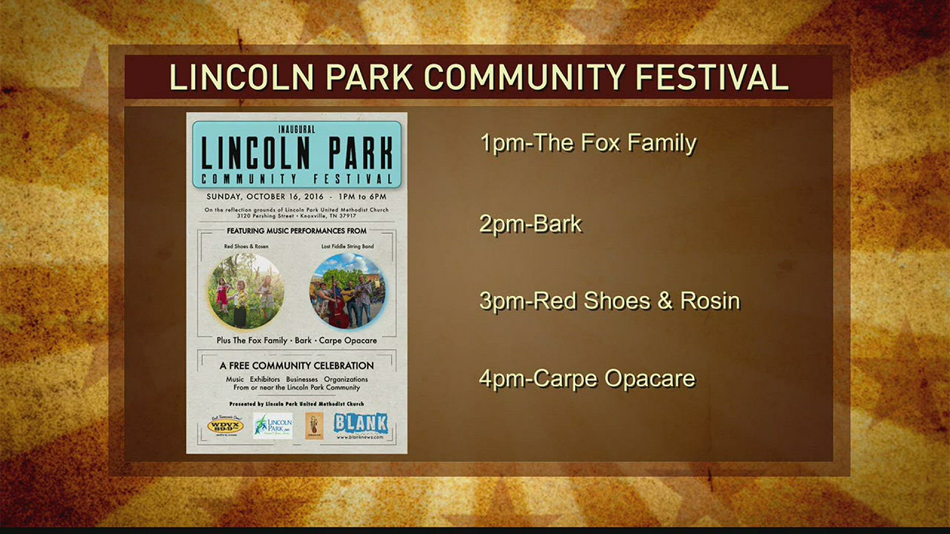 The Lincoln Park community in North Knox County will hold its first ever community festival Sunday, Oct. 16 with live music all day.