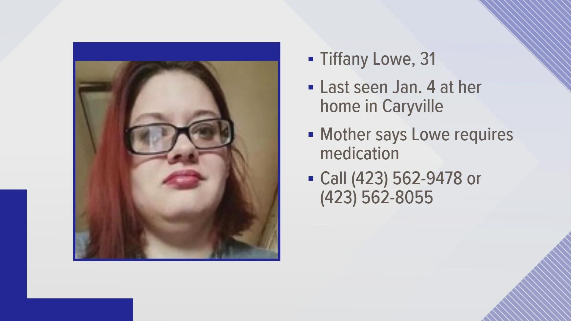 Tiffany Lowe was last seen at her home in Caryville on Wednesday, Jan. 4, according to police.