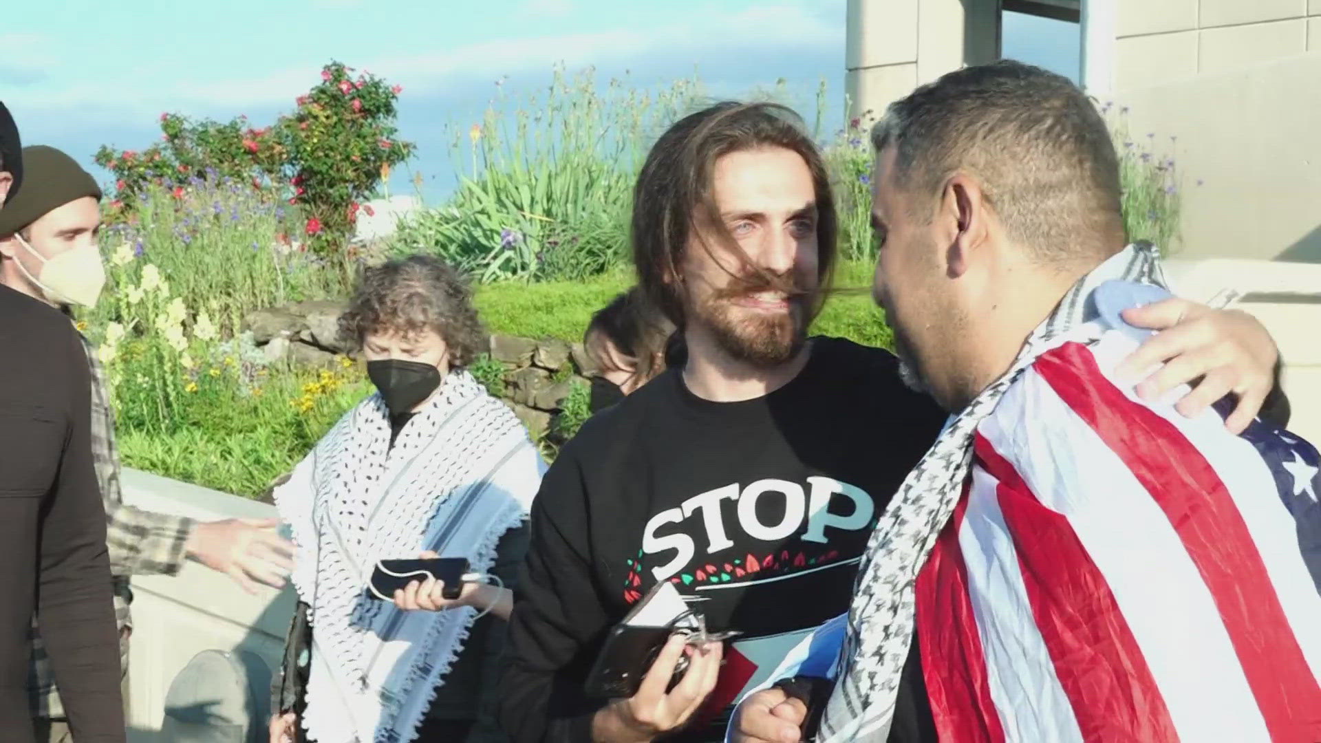 Yassin Terou, the owner of Yassin's, spoke after he walked out of jail Thursday morning after being arrested on UT's campus for protesting and attending a vigil.