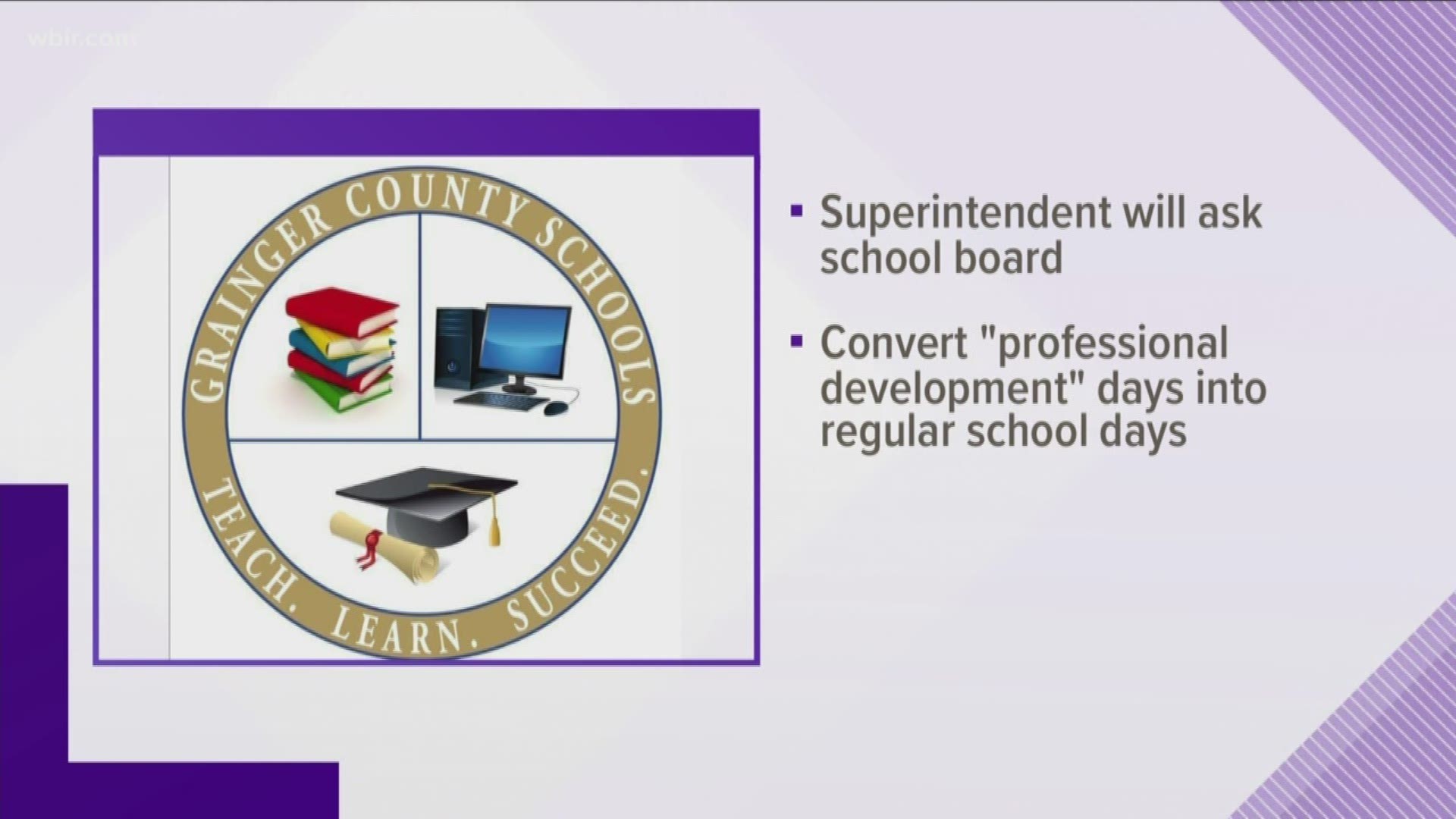 The superintendent says he will ask the school board to convert some professional development days into regular school days.