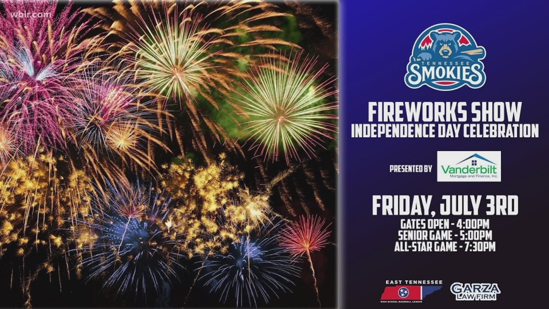 Tennessee Smokies host  E.T.H.S Baseball League, running through the end of July.  On July 3, they'll end games with fireworks, smokiesbaseball.com. June 26, 2020-4p