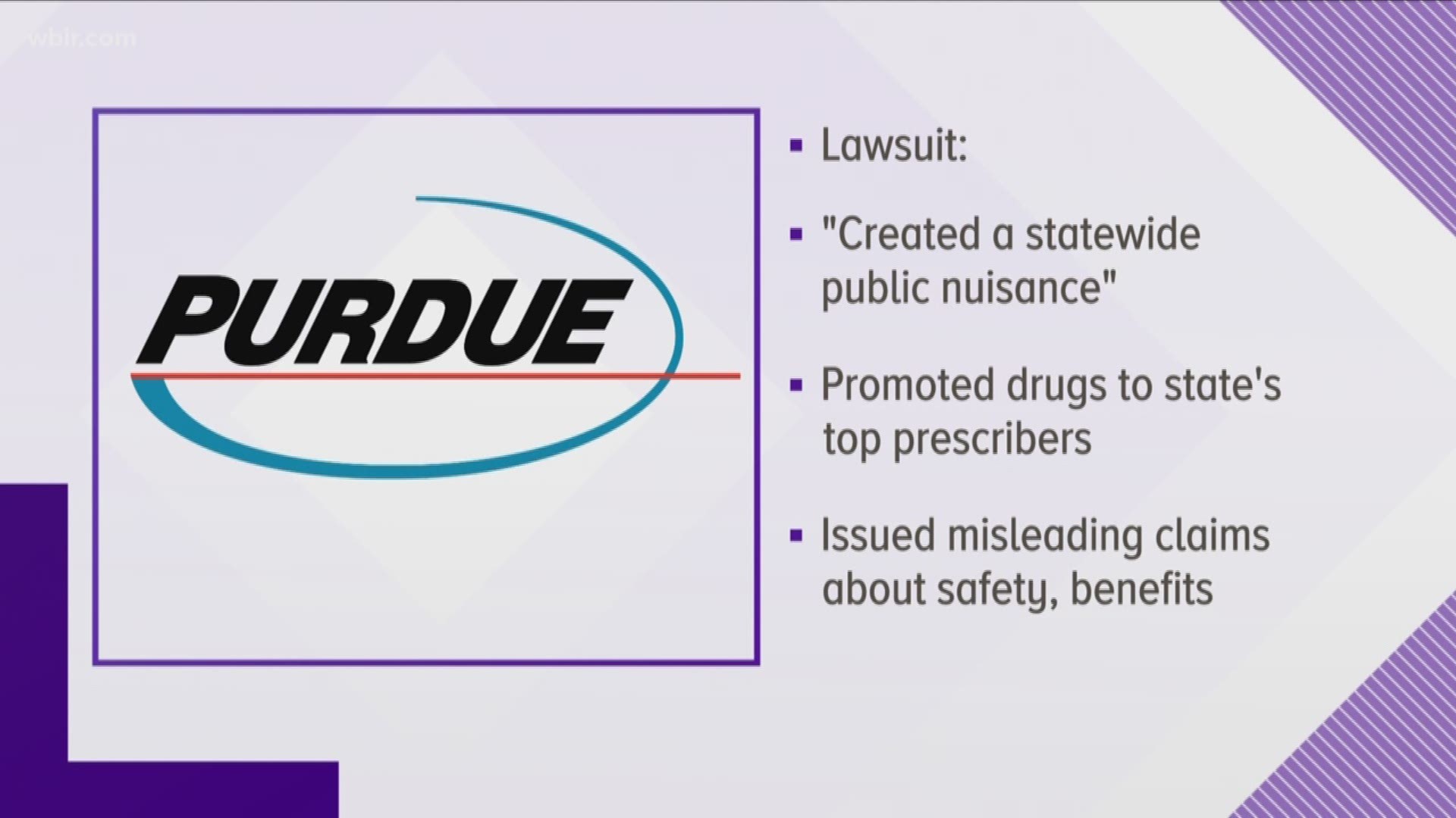 AG Herbert Slatery alleges Purdue Pharma made misleading claims about the safety of its drugs and engaged in "highly aggressive" sales practices.